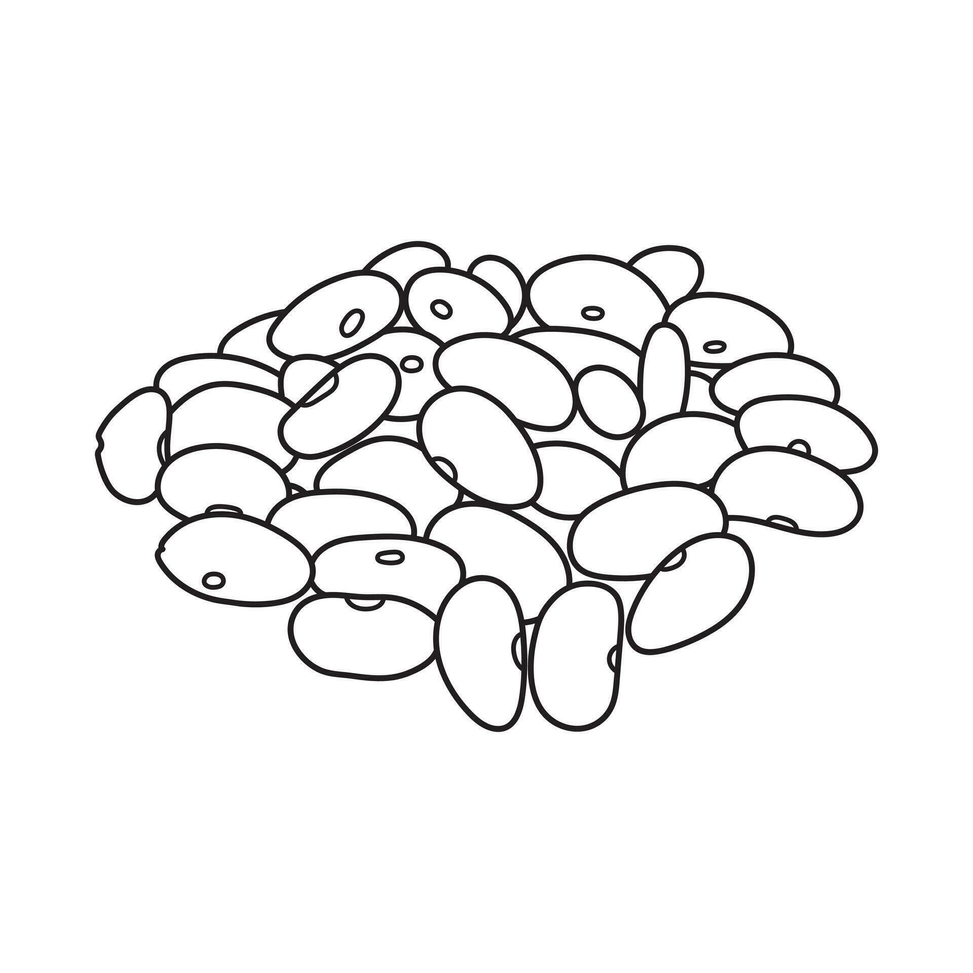 Hand drawn Kids drawing vector Illustration red beans in a cartoon