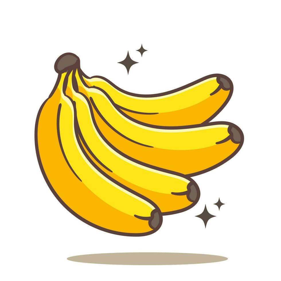 Bunch banana cartoon vector illustration. Fruit and food concept design Flat style. isolated white background. Clip art icon design.