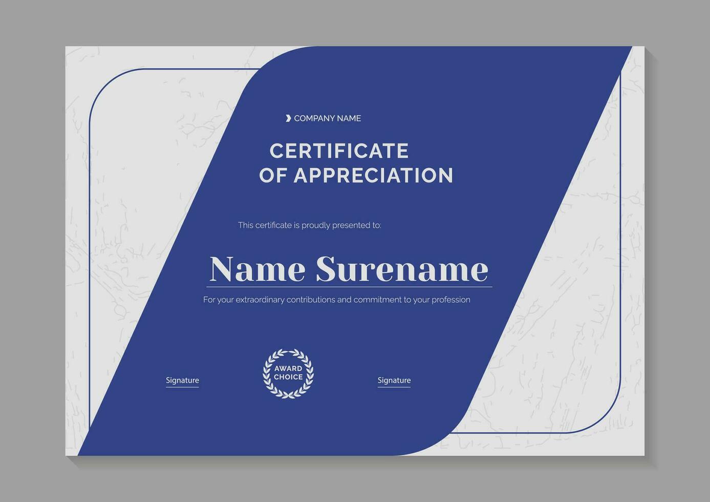 azul moderno certificado de apreciación modelo diseño vector