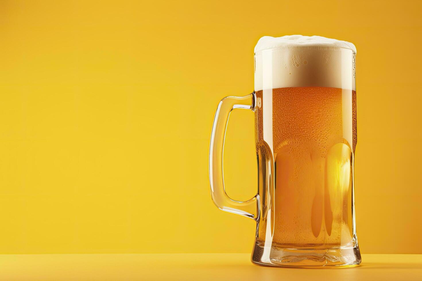 AI generated Beer glass with full beer isolated with a yellow background. AI Generated photo