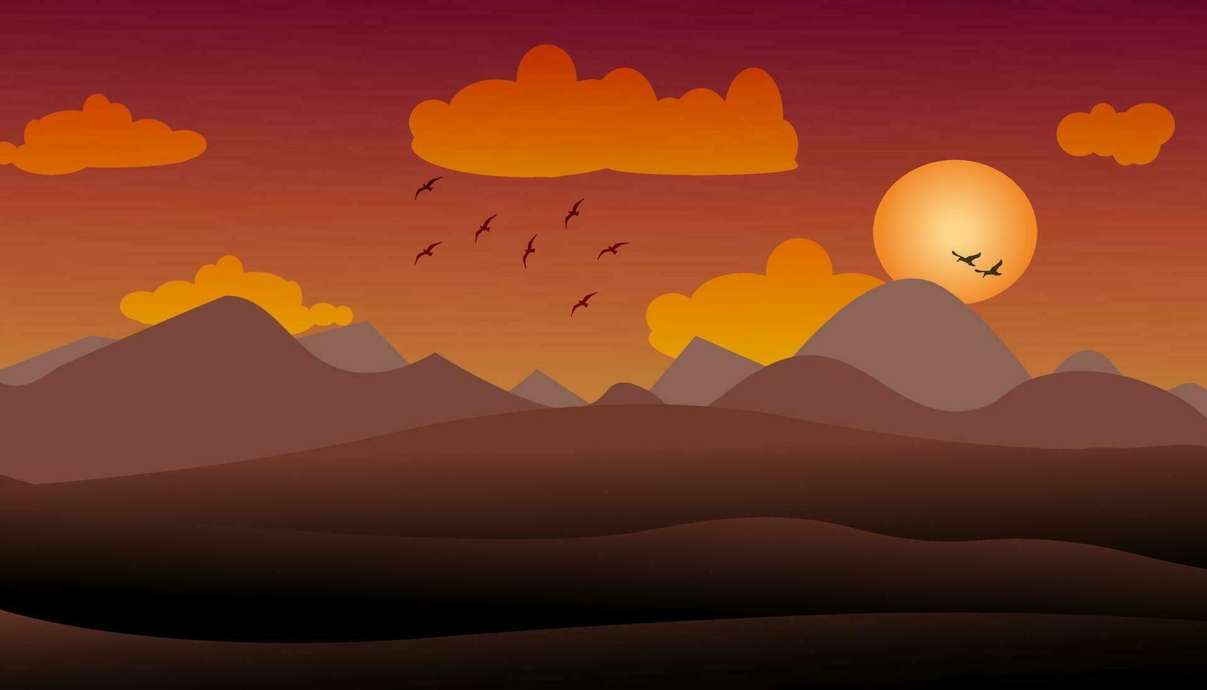 sunset view illustration design. vector