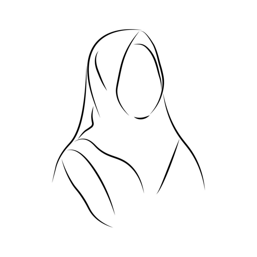 línea Arte ilustración de un sin rostro velado mujer. vector