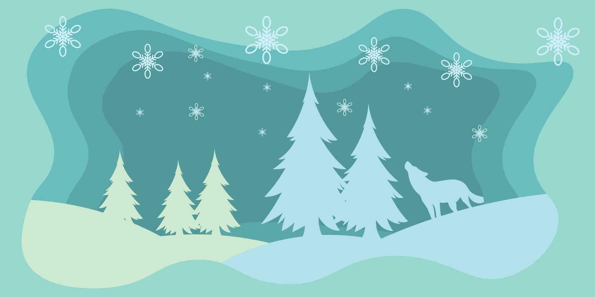 Background design with winter paper cut composition with deer. vector