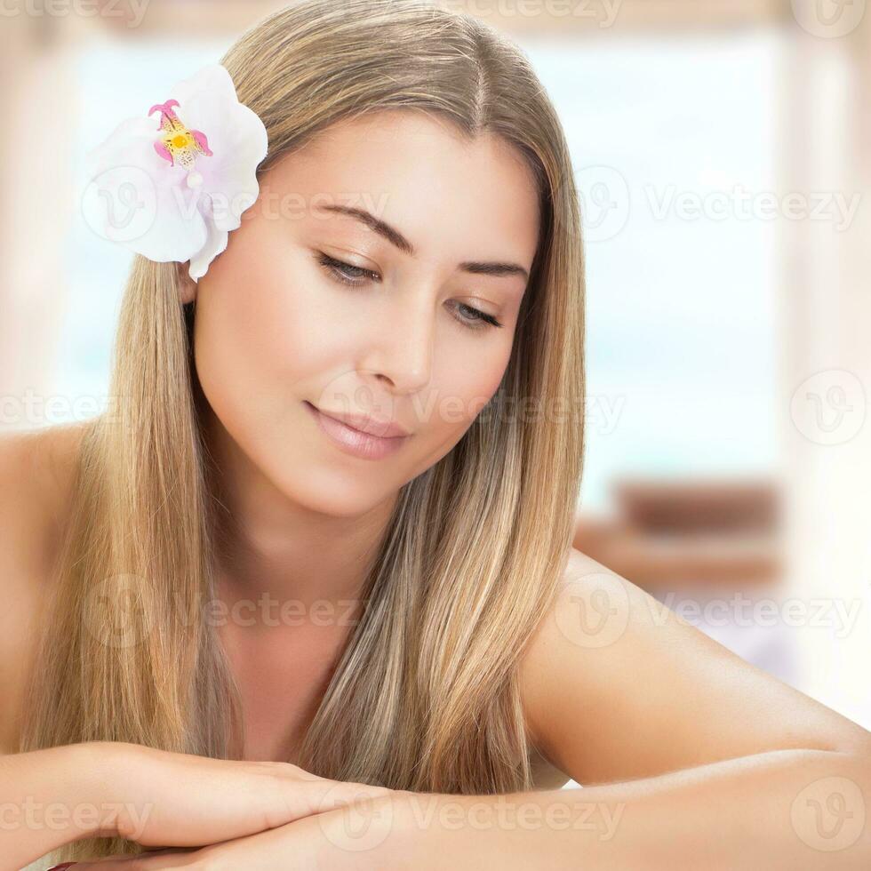 Gentle woman at spa photo