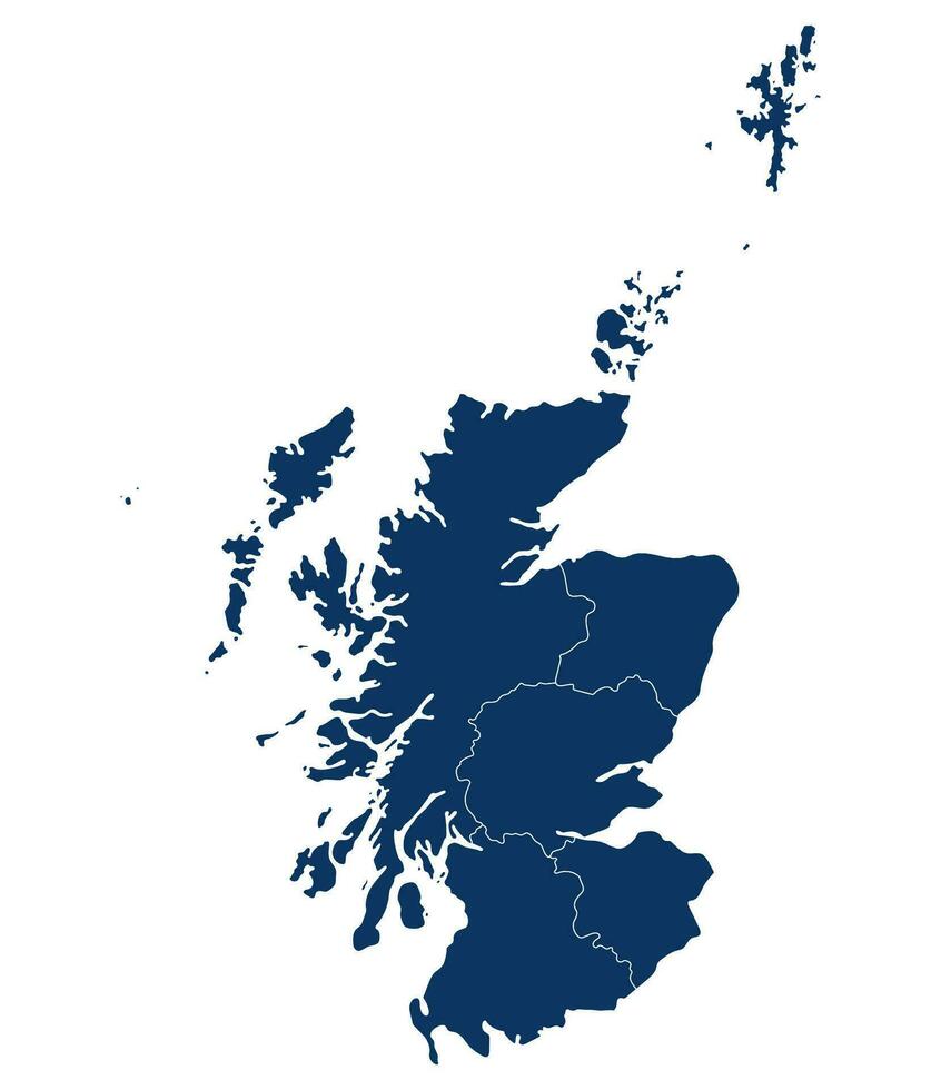 Escocia mapa. mapa de Escocia en administrativo regiones en azul color vector