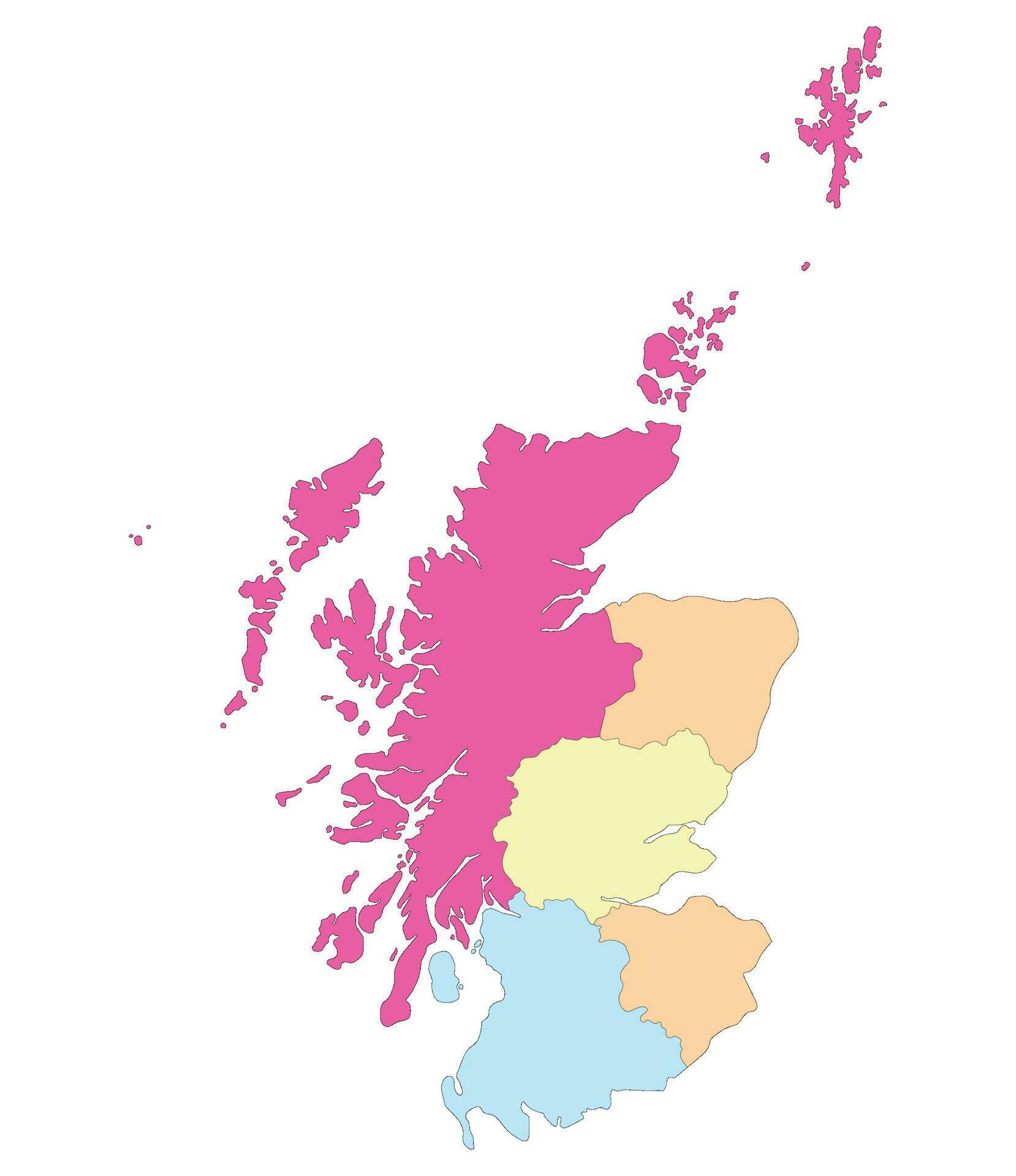 Scotland map. Map of Scotland divided into five main regions 35525266