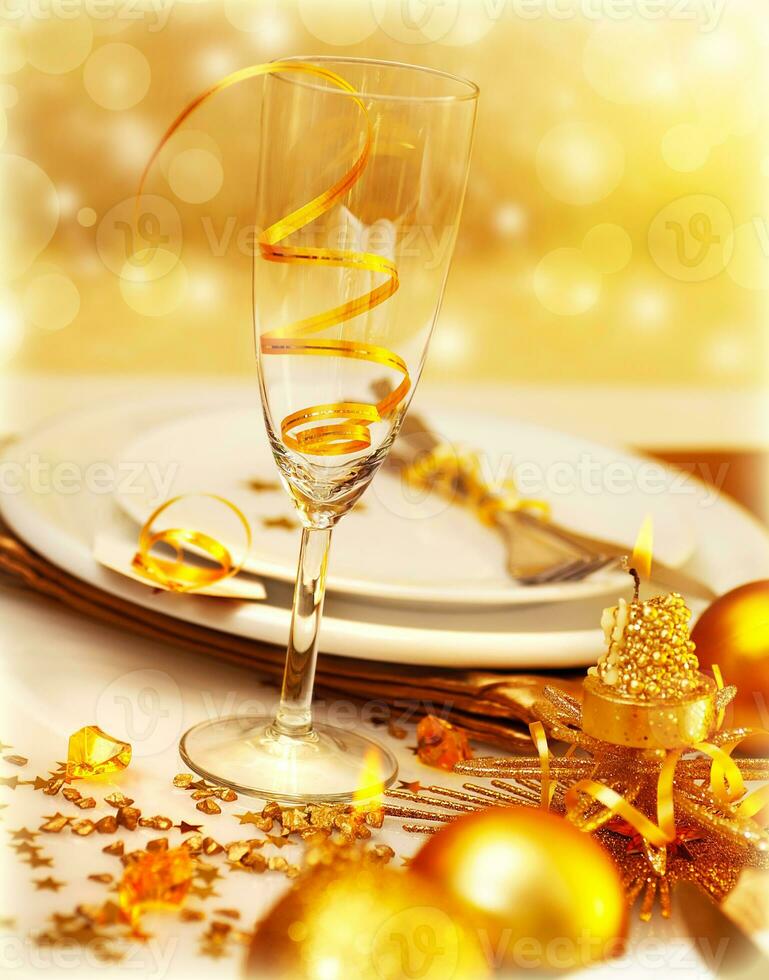 Luxury festive table setting photo