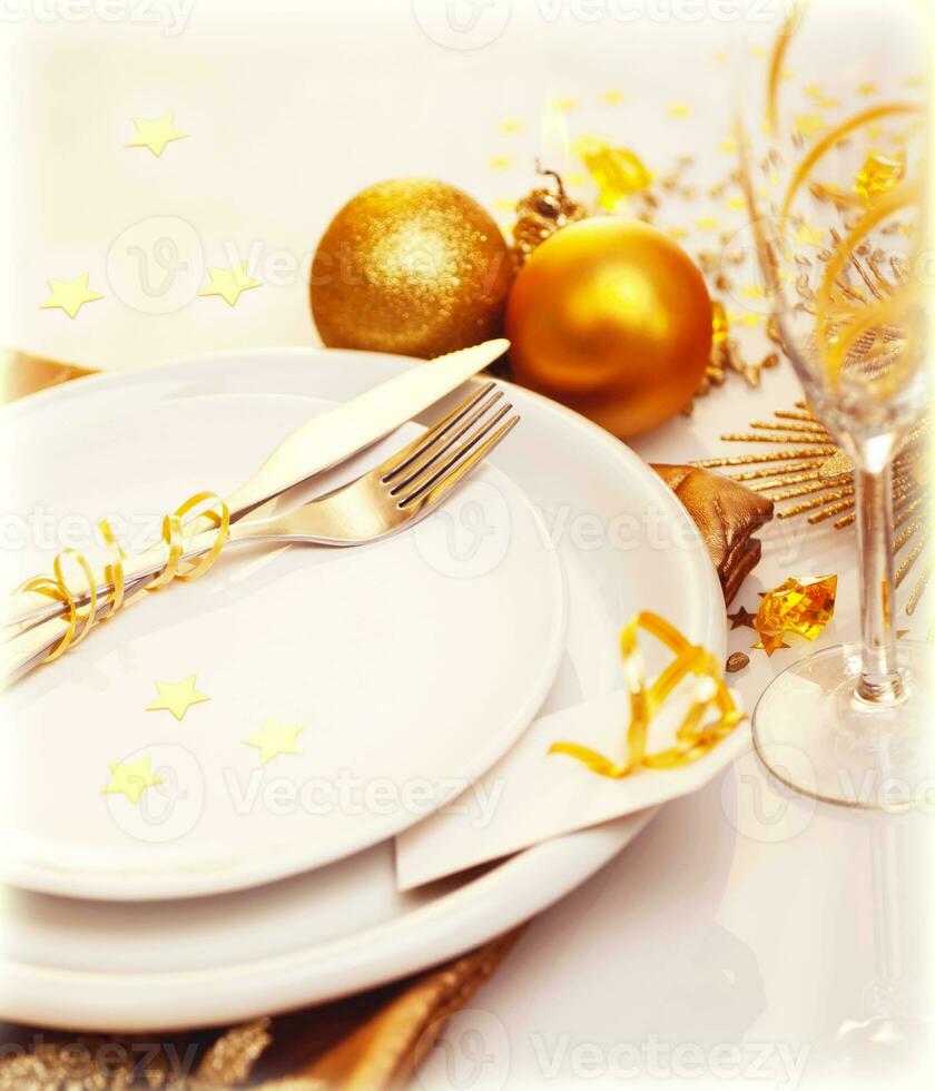 Luxury Christmas table decoration photo