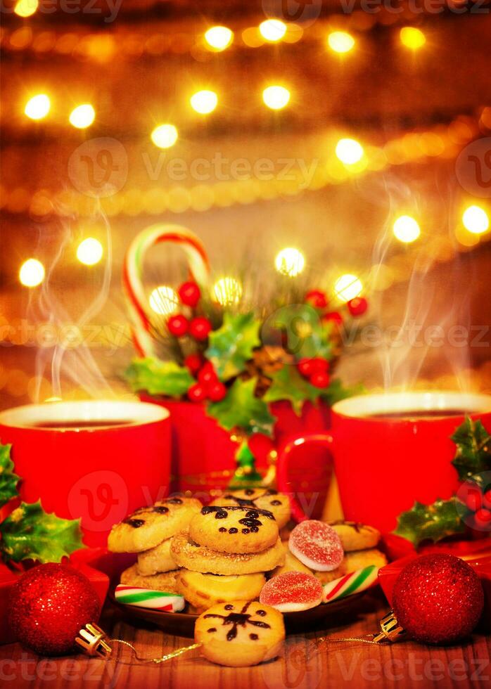 Navidad dulces con café foto