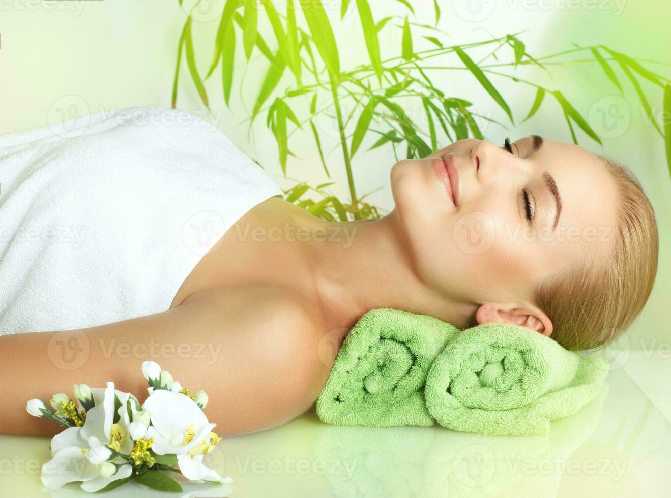 Happy woman at spa photo