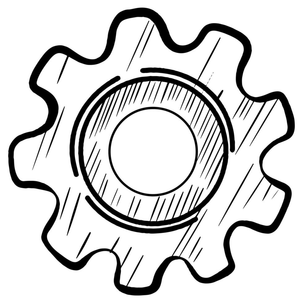 Concept of business idea. Doodle sketch style of Hand drawn gear vector illustration.