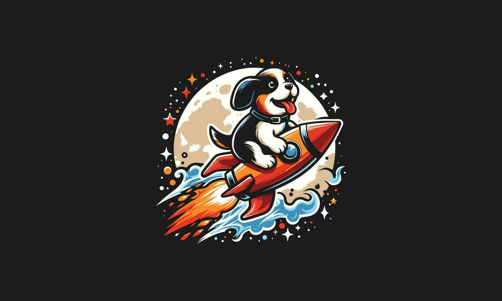 dog riding rocket vector illustration artwork design