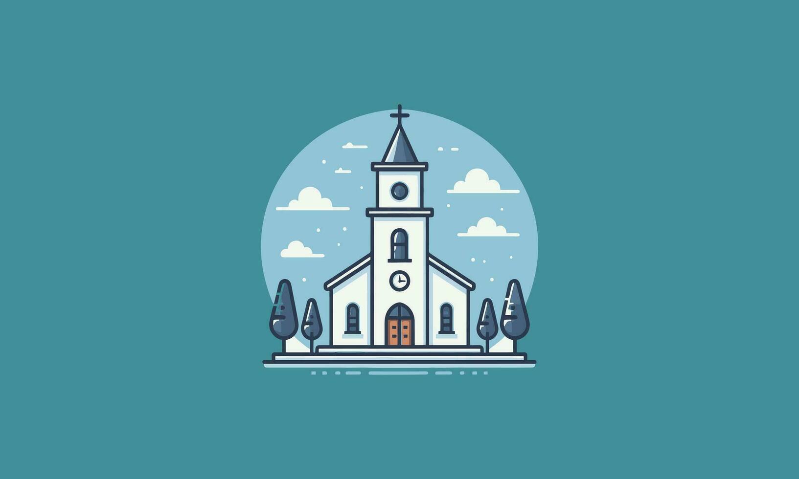 church beautiful vector illustration flat design