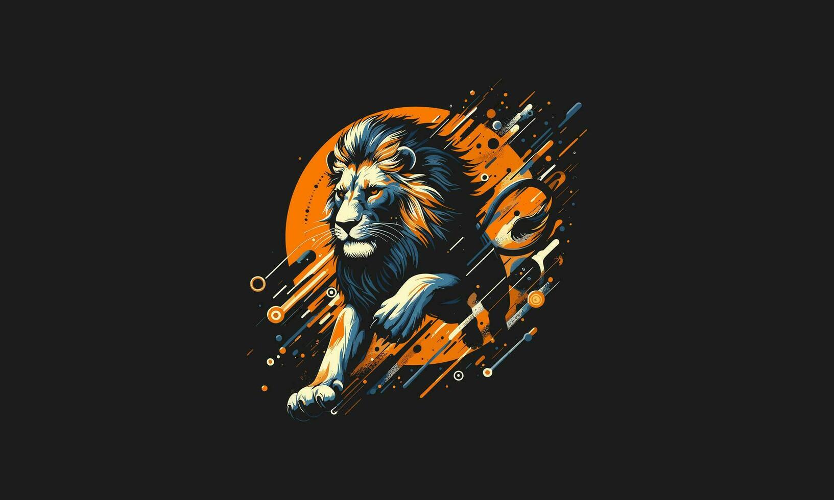 lion angry and splash background vector flat design