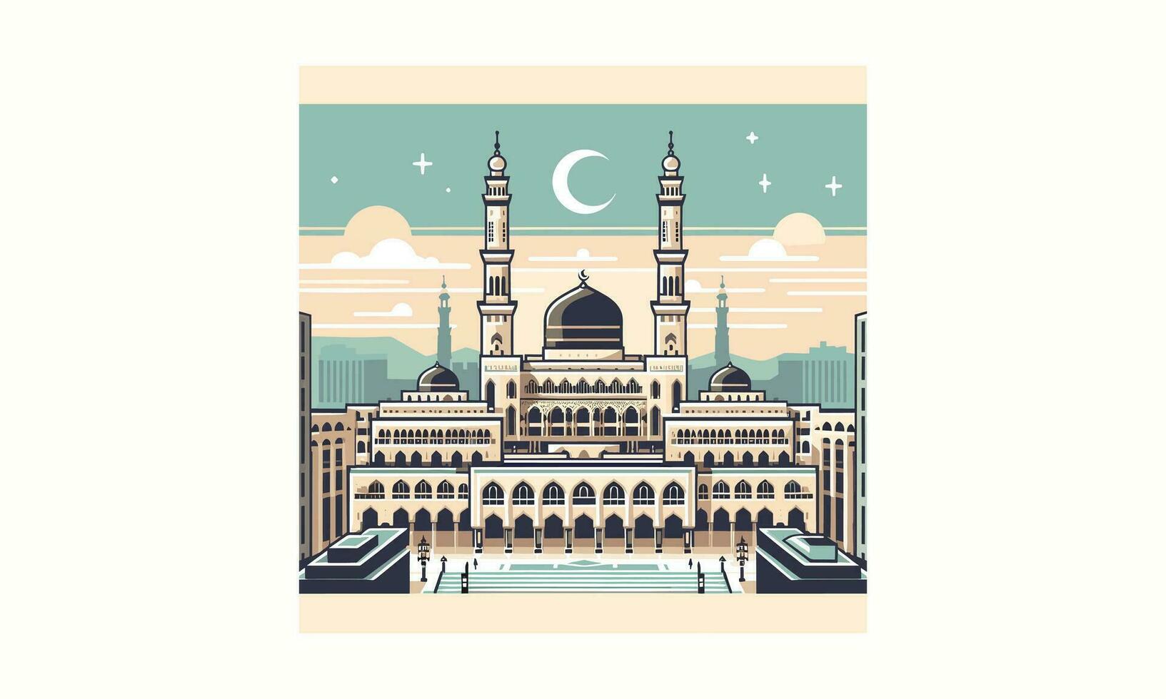 mosque on medina vector illustration flat design