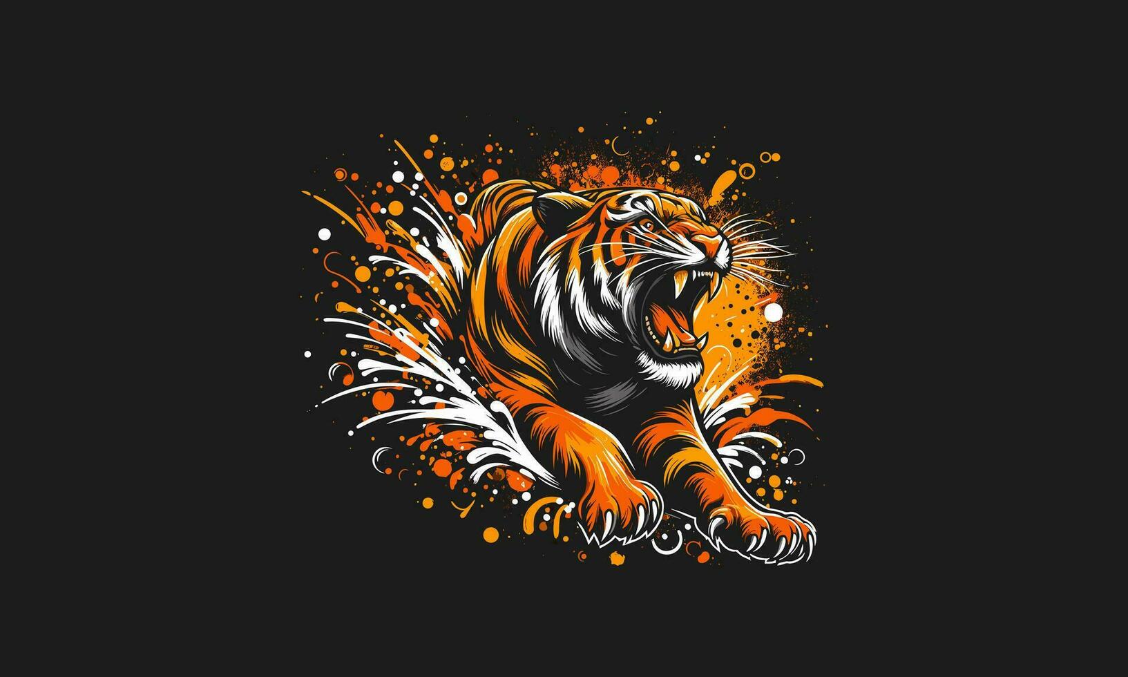 Tigre enojado con chapoteo antecedentes vector obra de arte diseño