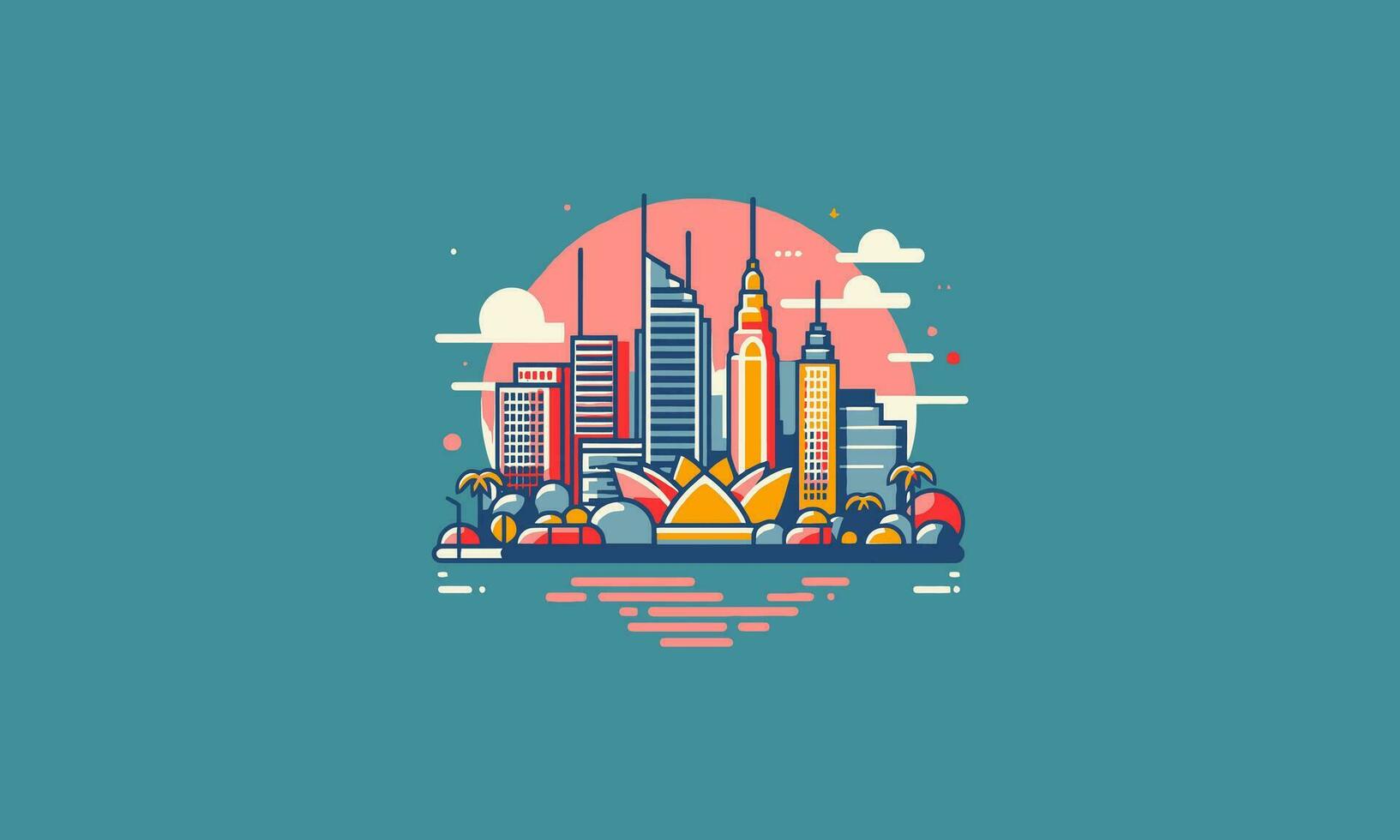 Beautiful view of Dubai from the beach vector flat design