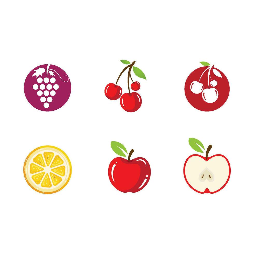 Fresh fruit vector icon illustration design template