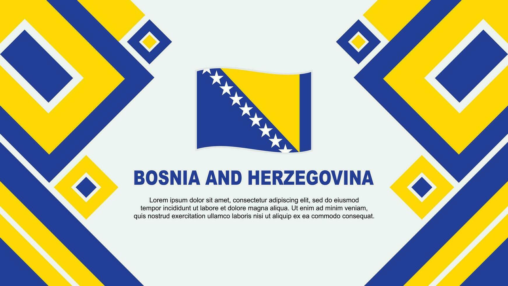 Bosnia And Herzegovina Flag Abstract Background Design Template. Bosnia And Herzegovina Independence Day Banner Wallpaper Vector Illustration. Cartoon