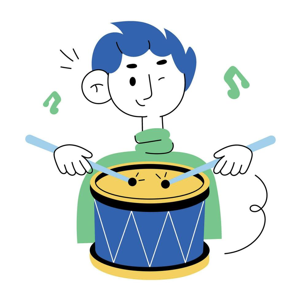 Trendy Playing Drum vector