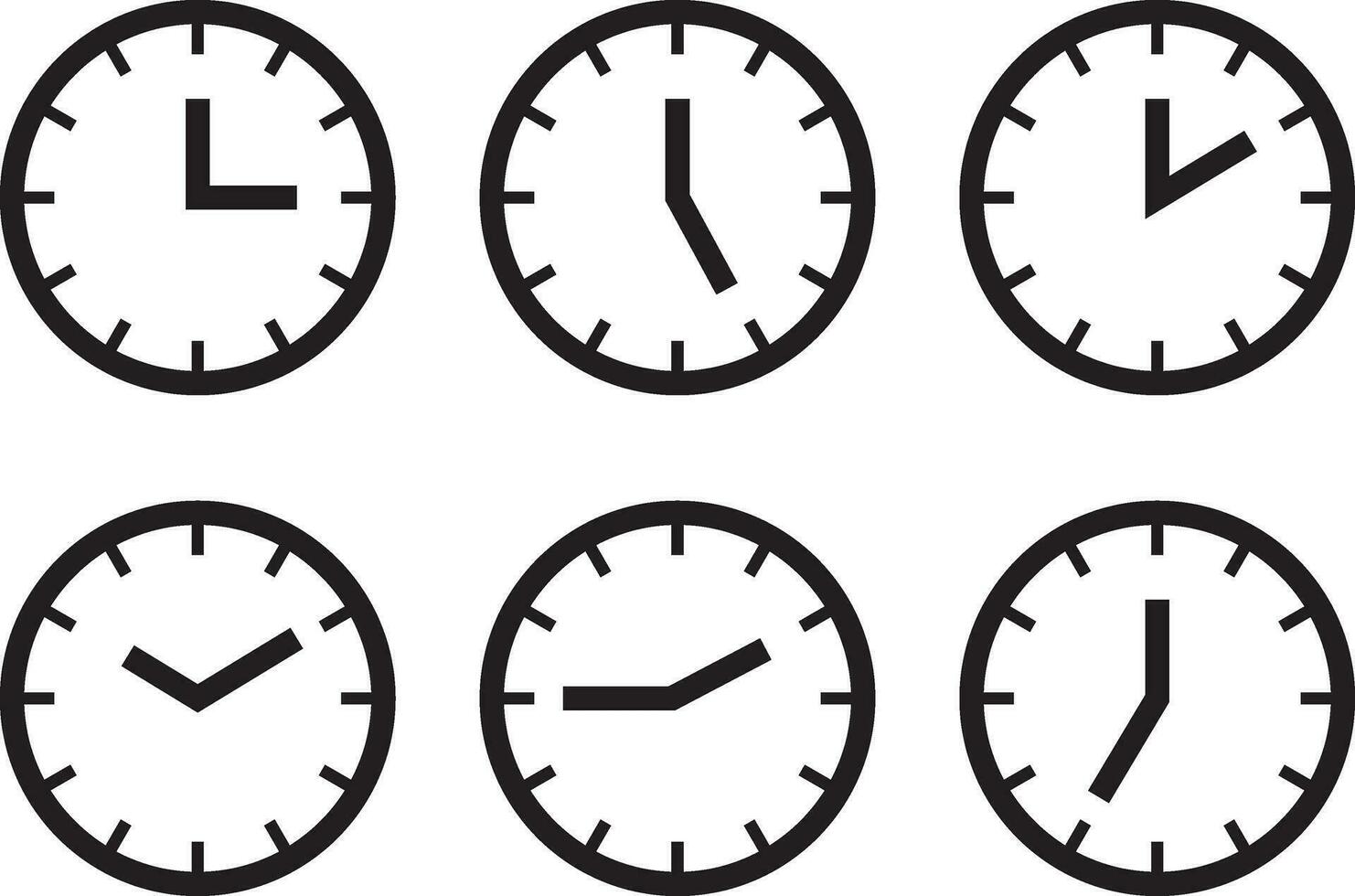 conjunto reloj icono vector. hora línea gráfico diseño elementos de relojes vector