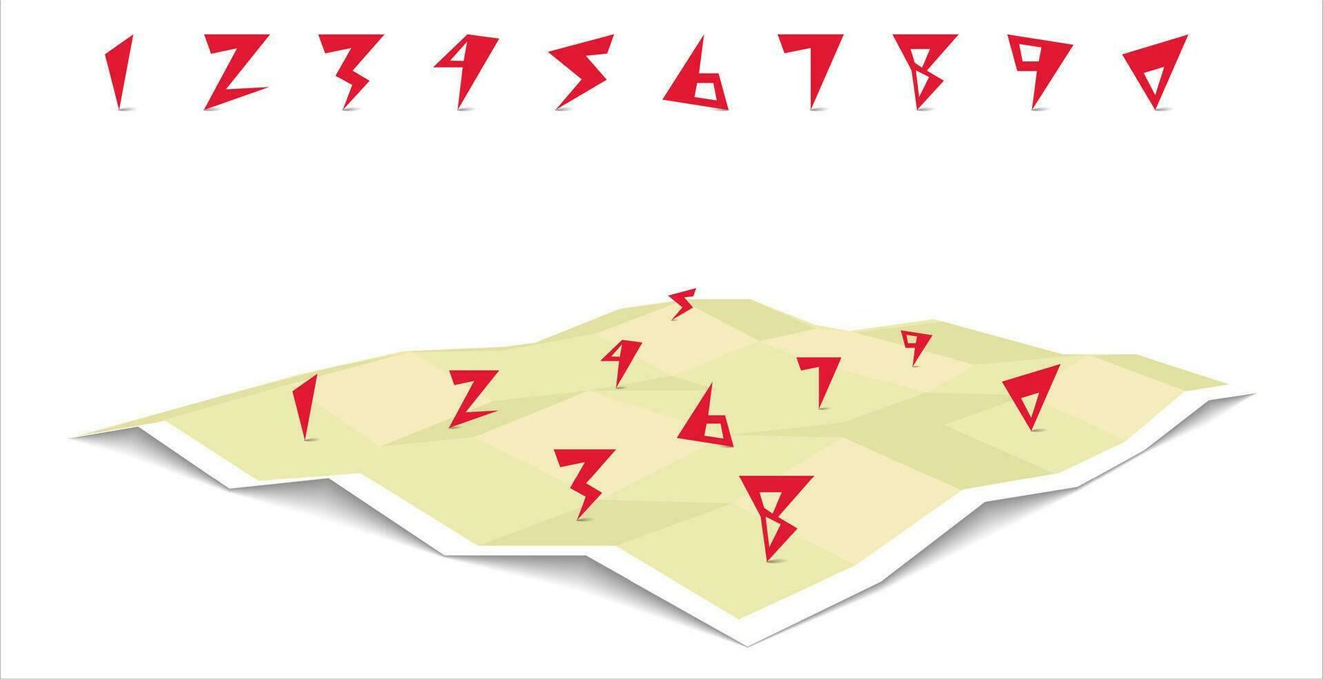 Template set numbers and GPS navigation map vector