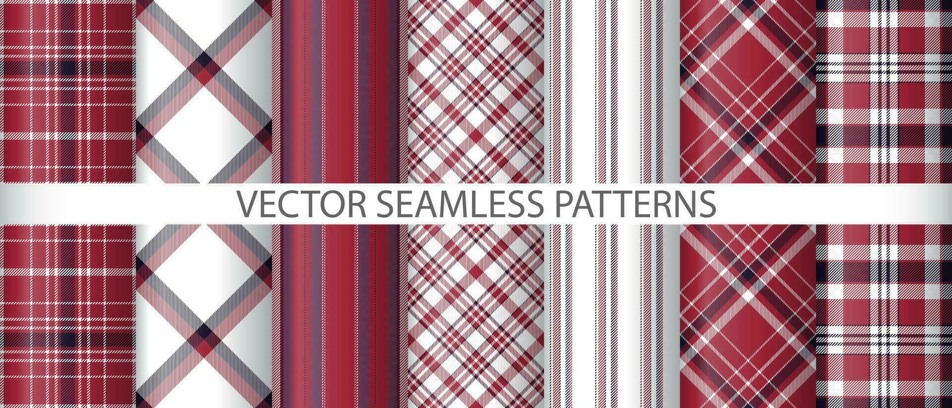 Set plaid texture seamless. Check fabric vector. Tartan background textile pattern. vector
