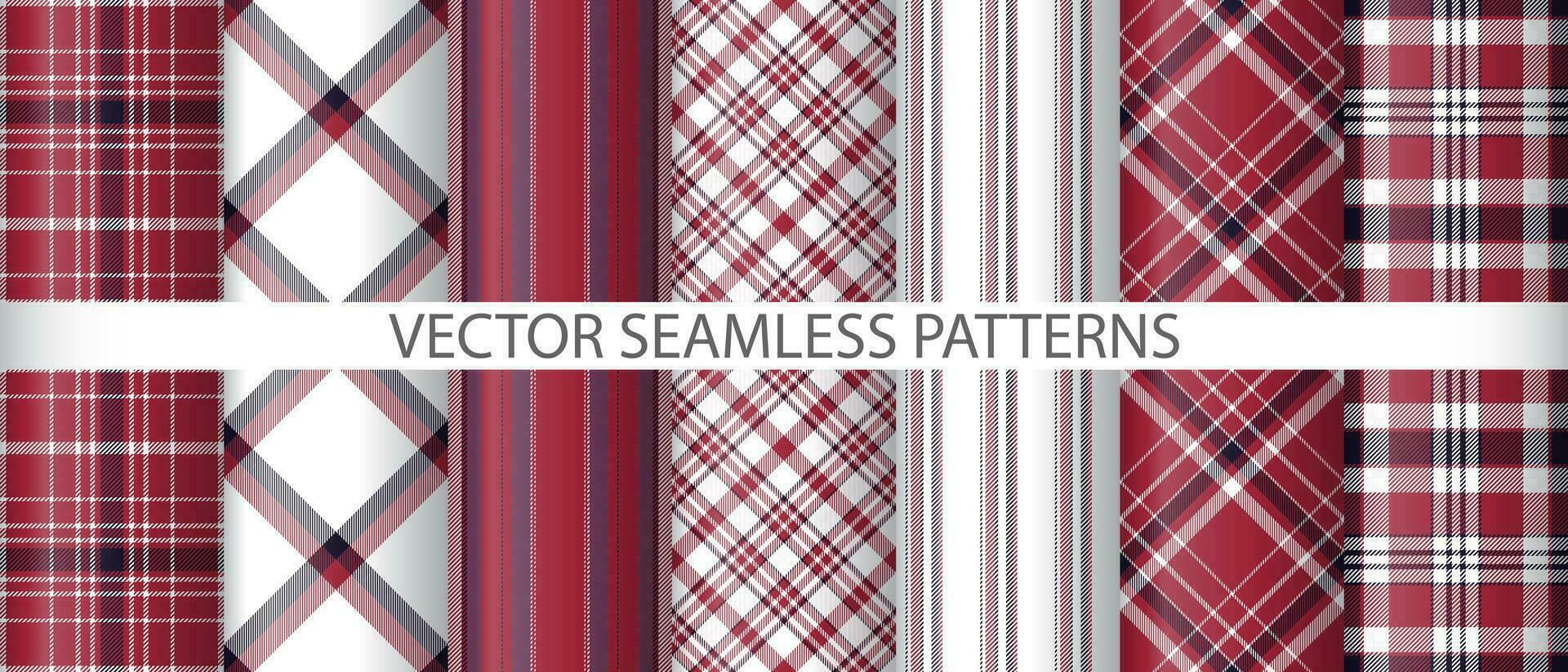 Set plaid texture seamless. Check fabric vector. Tartan background textile pattern. vector