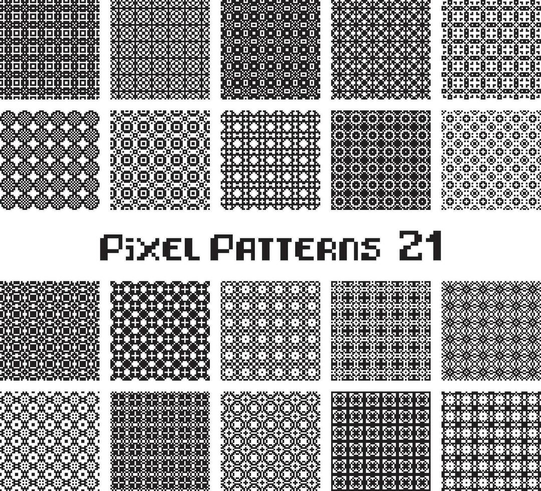Abstract seamless pattern in pixel style. Set geometric design background. vector