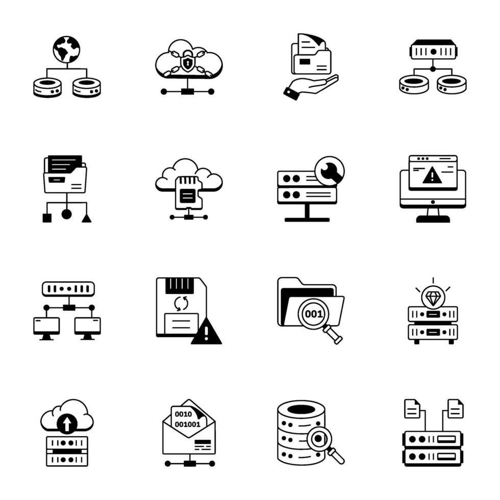 Pack of Data Management Line Icons vector