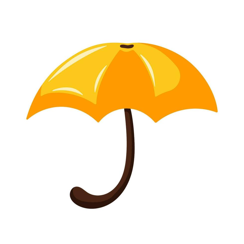 Yellow Umbrella in cartoon style. Vector illustration isolated on a white background.
