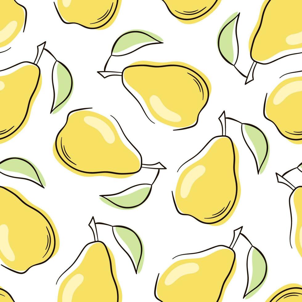 Pear pattern flat. Vector seamless pattern with pears.