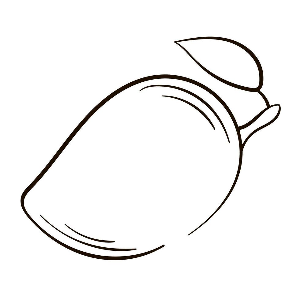 Mango icon line art style. Line drawing of healthy organic mango for orchard logo identity. Vector illustration.