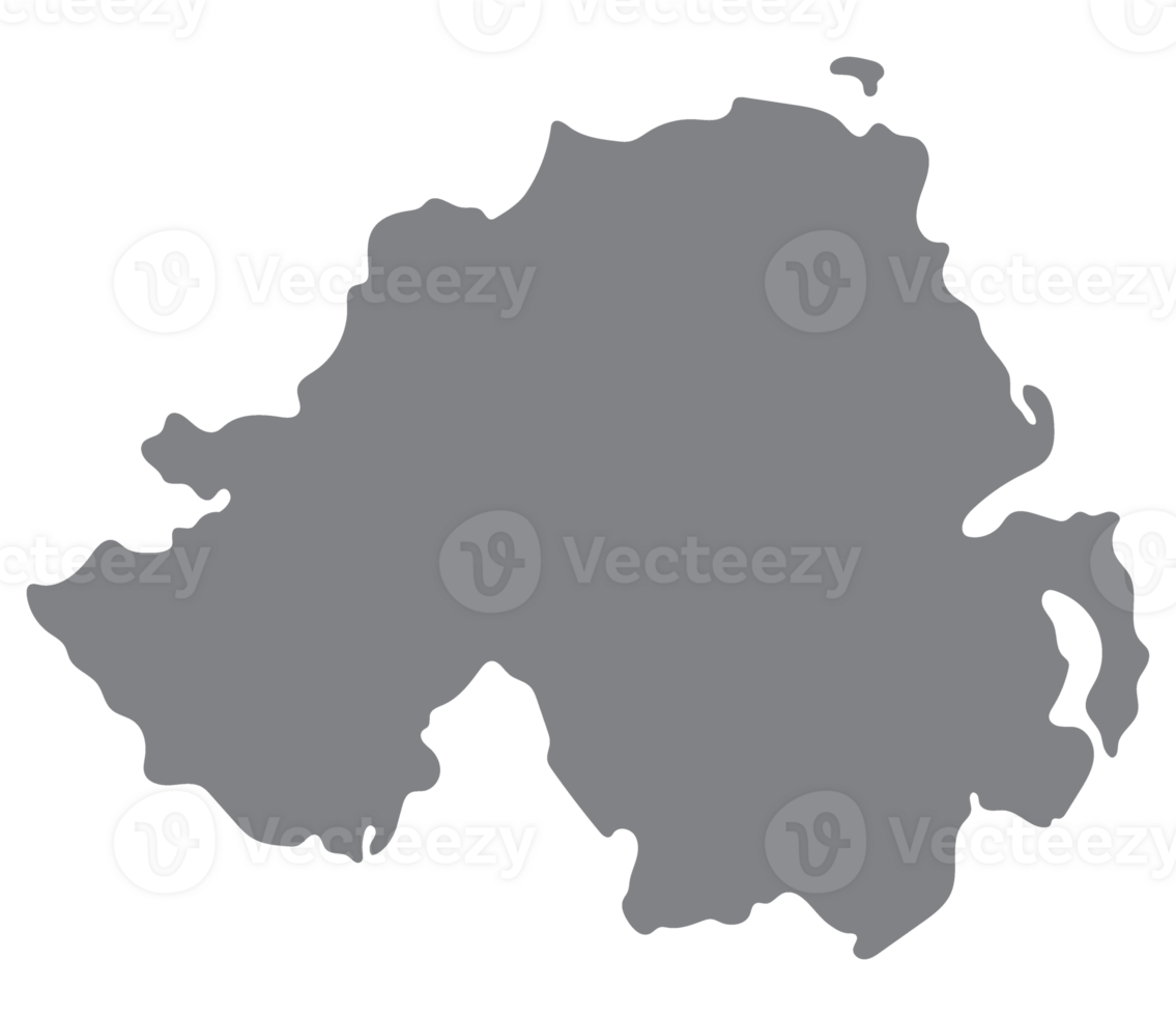 Northern Ireland map. Map of Northern Ireland in grey color png