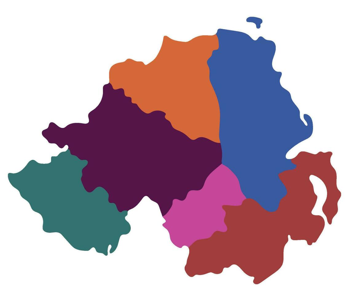 del Norte Irlanda mapa. mapa de del Norte Irlanda dividido dentro seis principal regiones vector