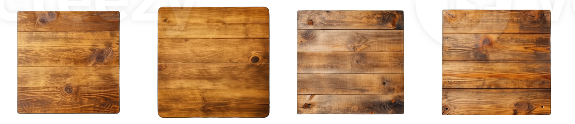 AI generated set of empty wooden on transparent background png