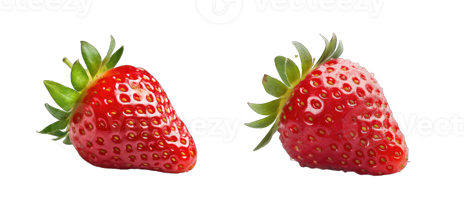 ai gegenereerd twee aardbei fruit geïsoleerd Aan transparant achtergrond png