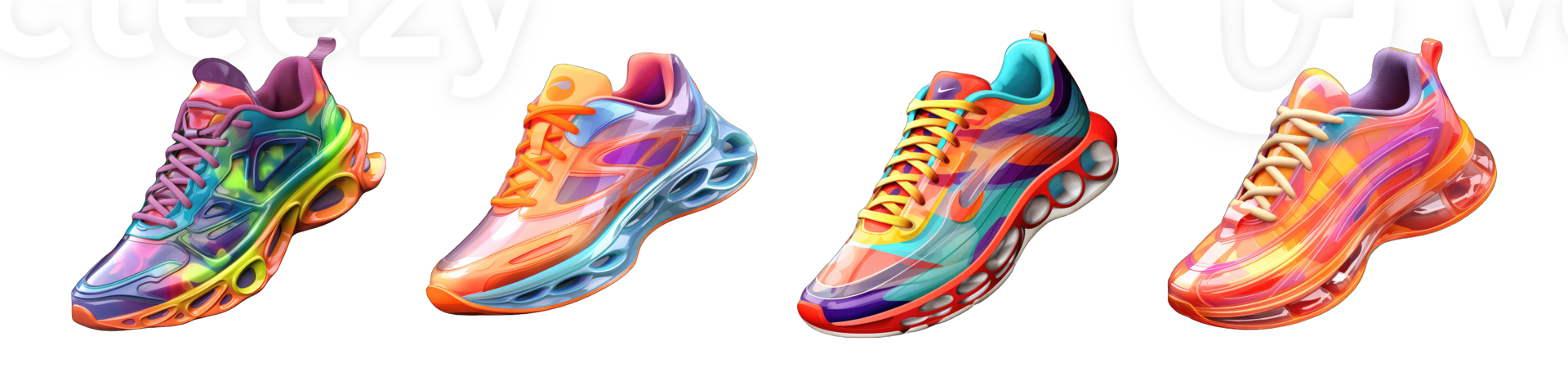 AI generated colorful sports shoe pair design on transparent background png