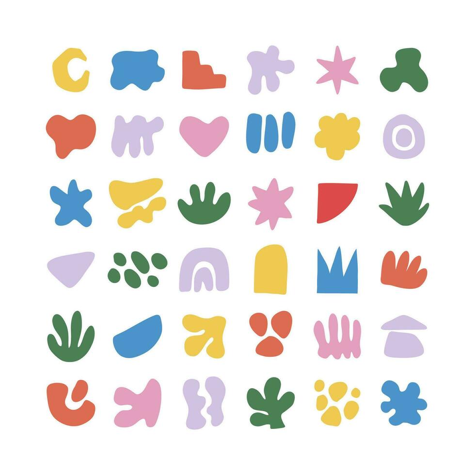 Abstract Shapes Hand drawn, Vector Geometric flat clipart, white background