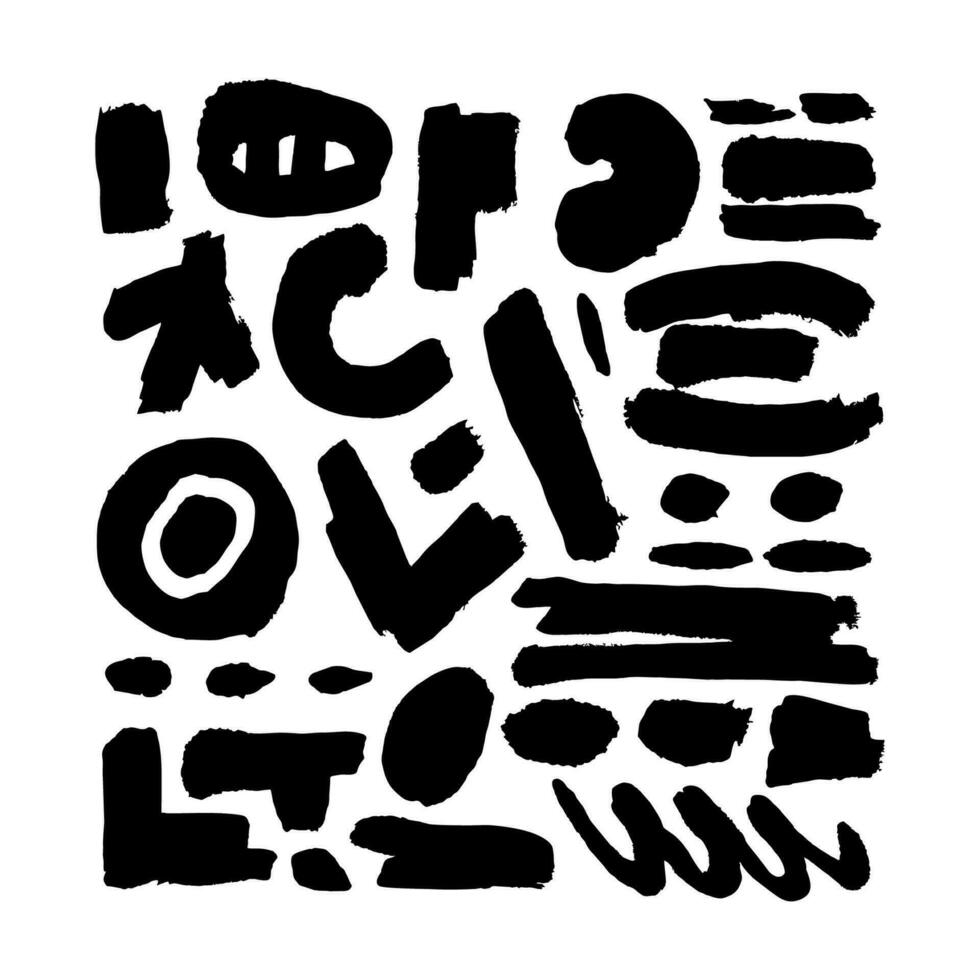 Ink brush stroke collection, ink splatter and artistic design elements. Abstract vector