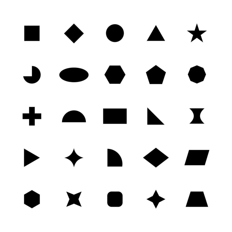 Geometric shape sticker, retro flat clipart set vector, white background vector