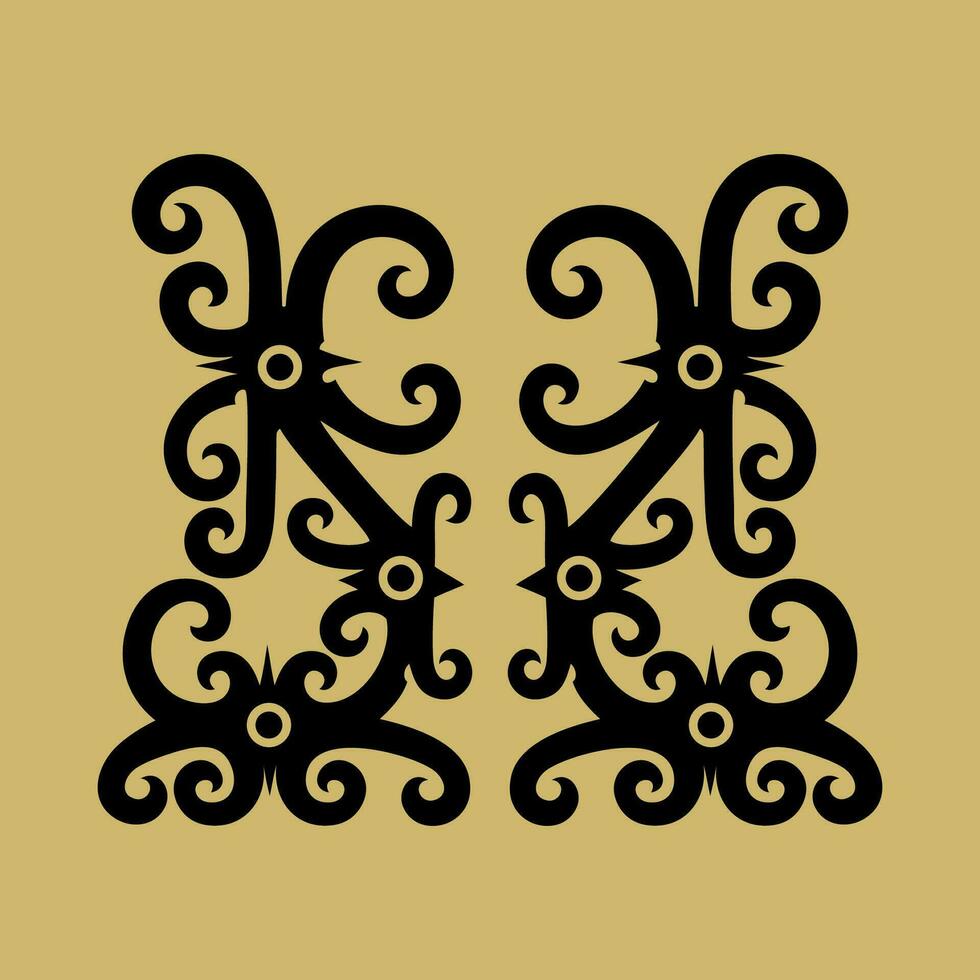 Borneo kalimantan dayak Tribal floral ornament vector design