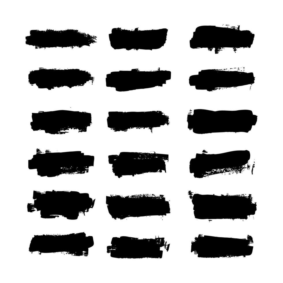 Ink brush stroke collection, ink splatter and artistic design elements. Abstract vector