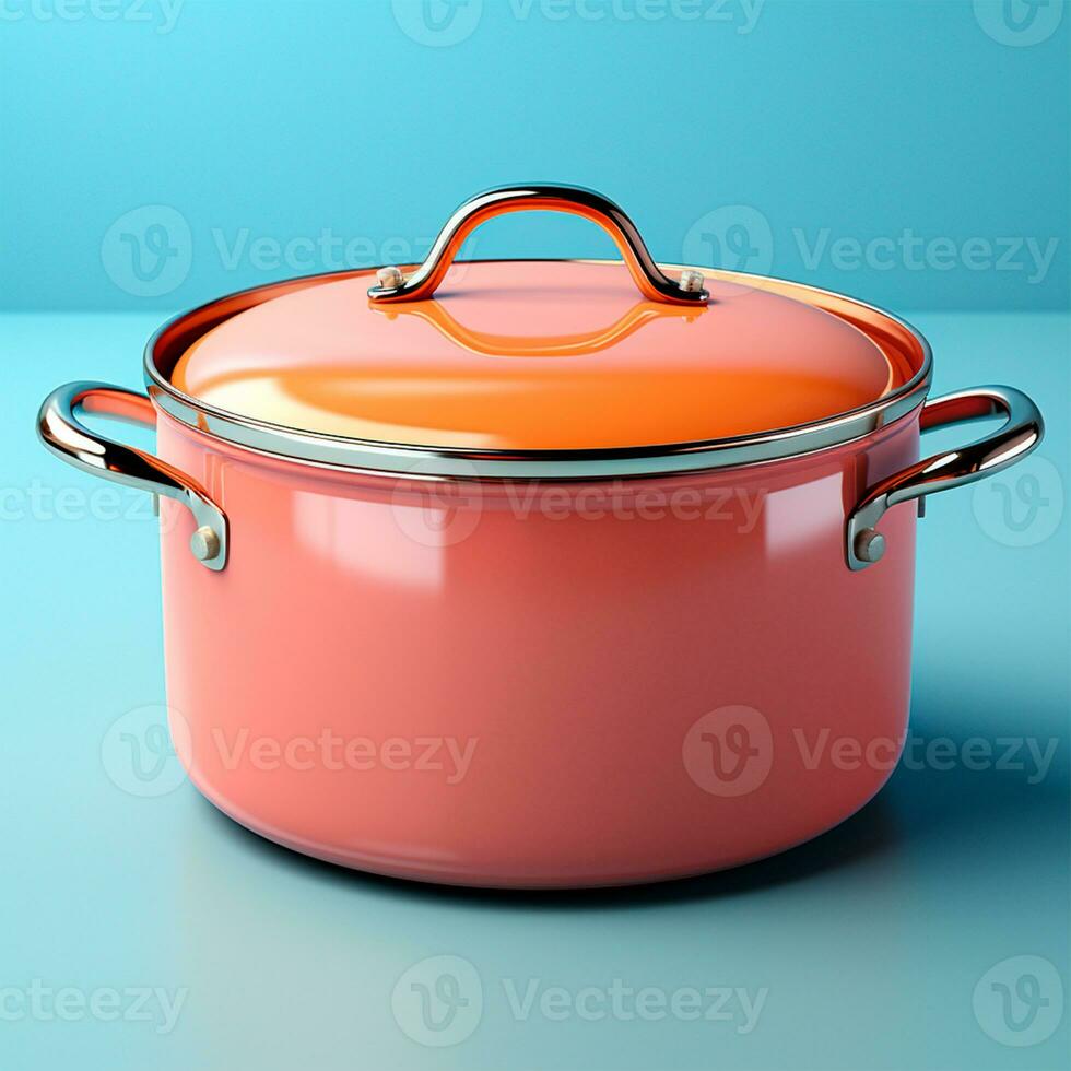 AI generated Enameled bright pan on isolated background, cooking soup - AI generated image photo