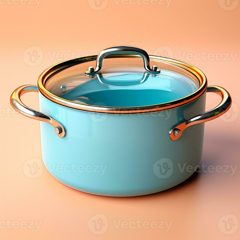 AI generated Enameled bright pan on isolated background, cooking soup - AI generated image photo