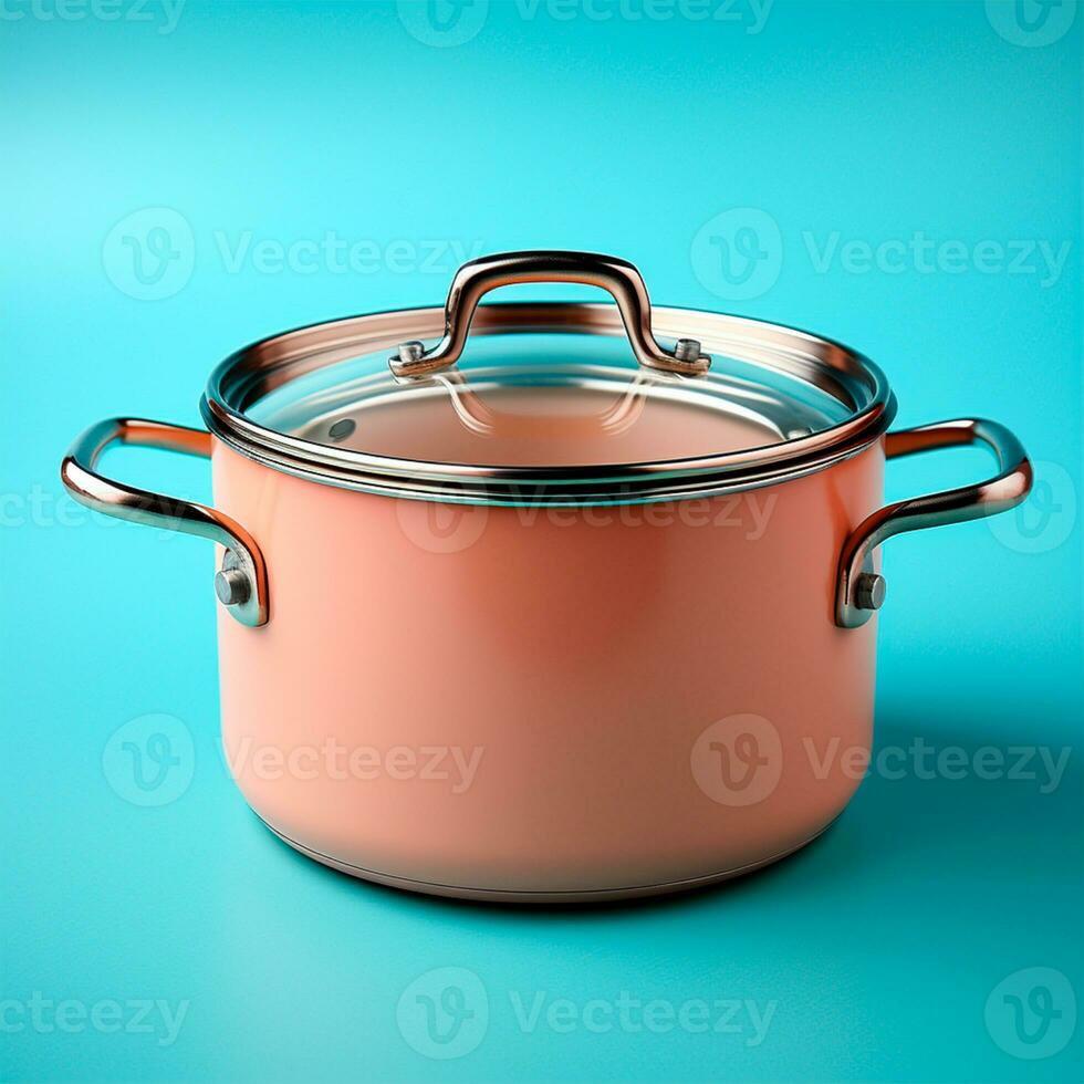 AI generated Enameled bright pan on isolated background, cooking soup - AI generated image photo
