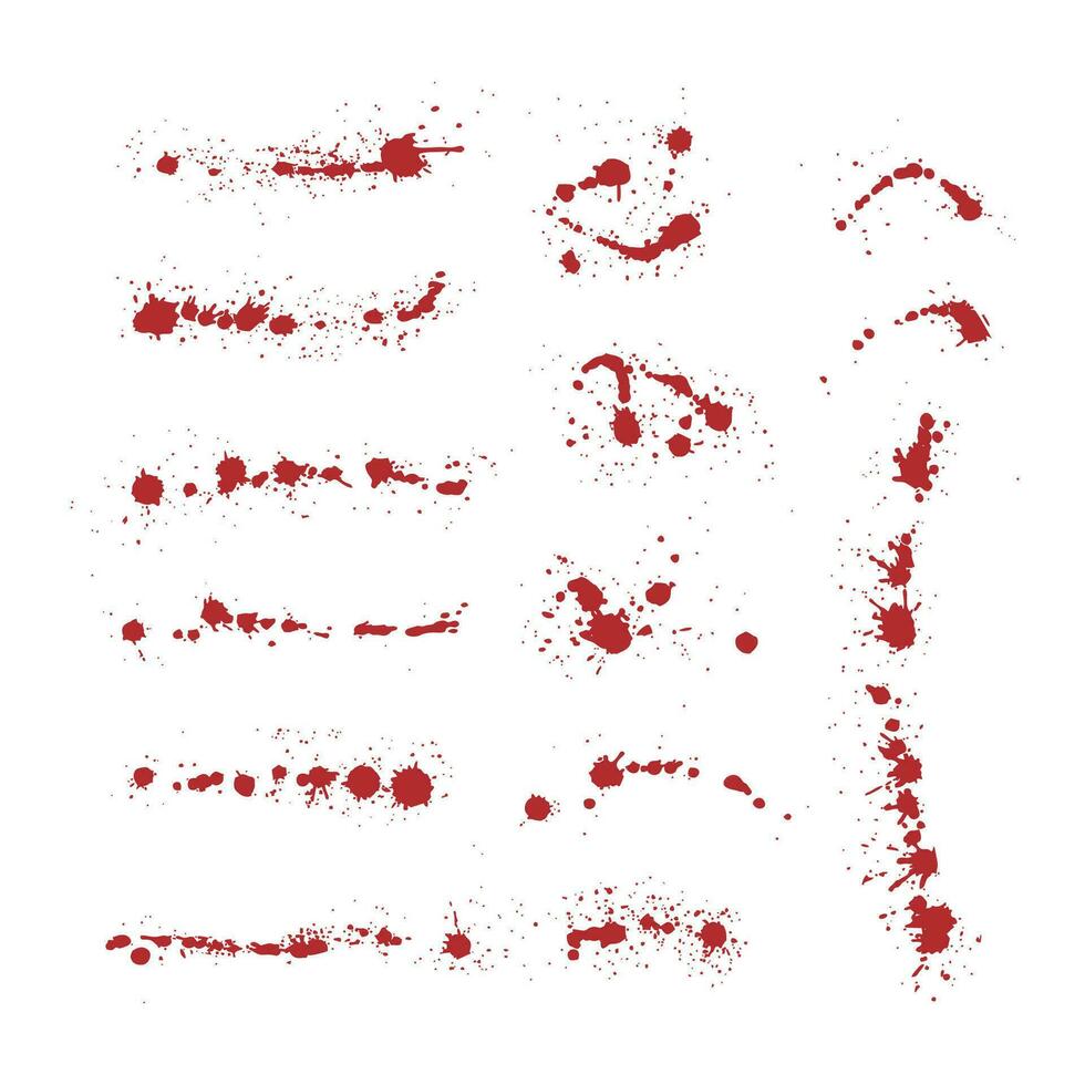 Blood spatters realistic bloodstain patterns set vector, white background vector