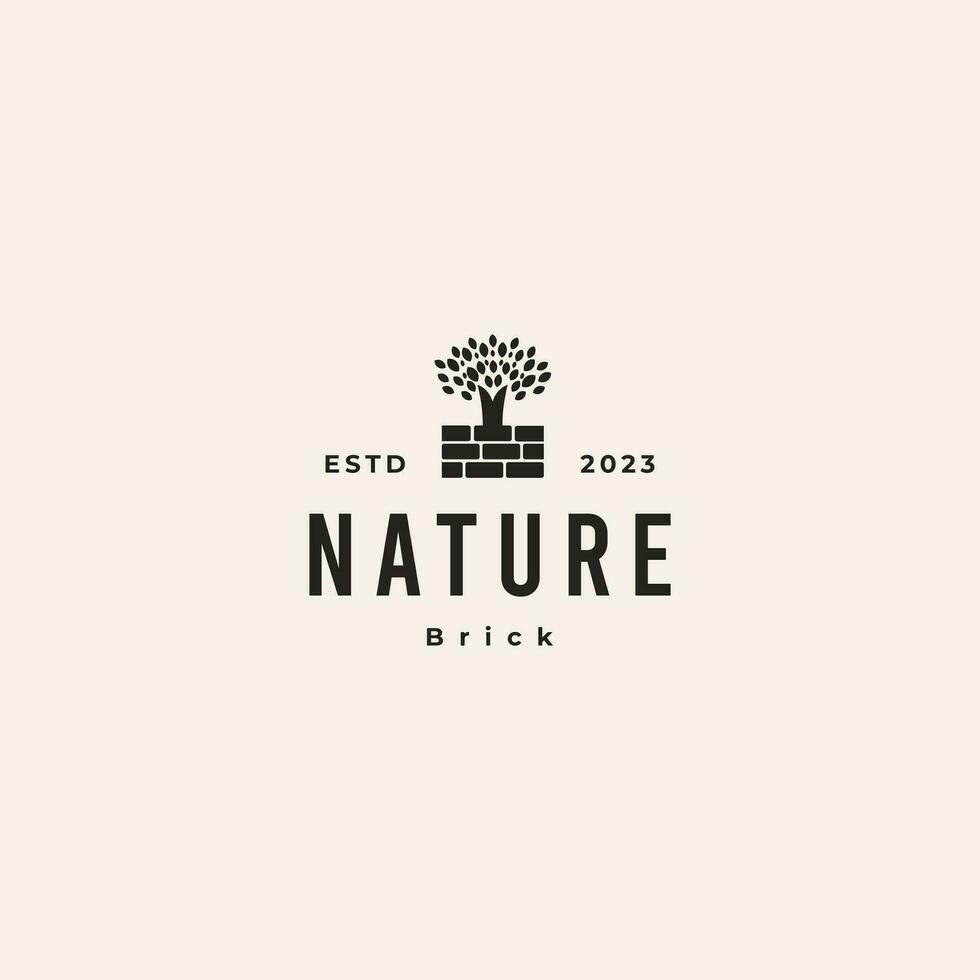 Urban eco logo design, Tree and brick logo design construction logo concept vector