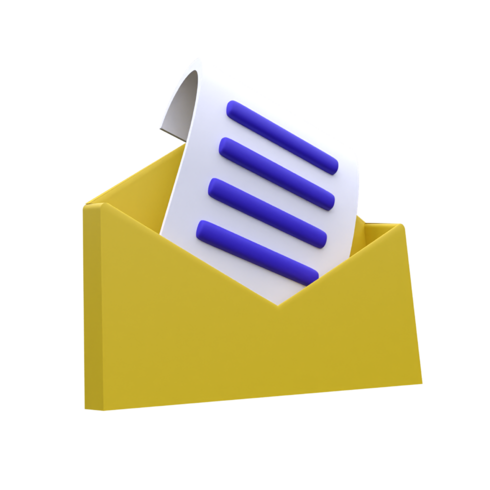unique 3d rendering  email document icon illustration.Realistic vector illustration. png