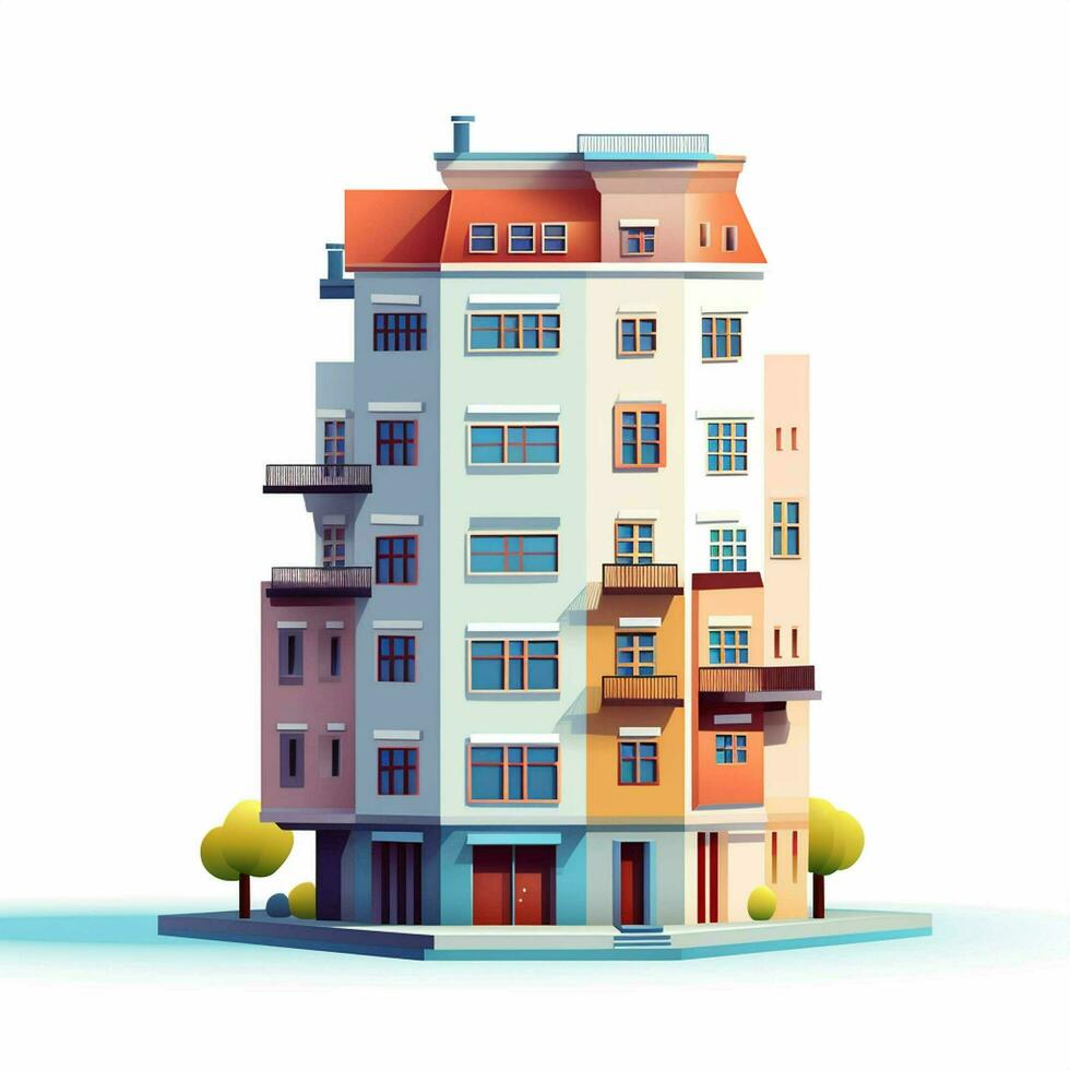 AI generated flat building design on white background photo